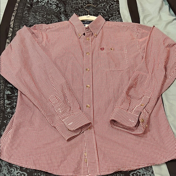 GEORGE STRAIT Wrangler Red and White Checkered Button Down Shirt, XXL BOYS - Picture 1 of 8